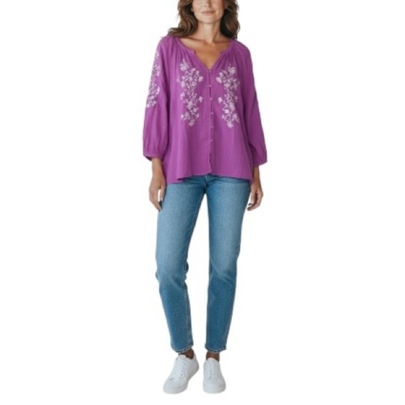 Style & Co. Pink Floral Embroidered 100% Cotton Top XXL MACY’S Exclusive NWOT - Picture 14 of 14